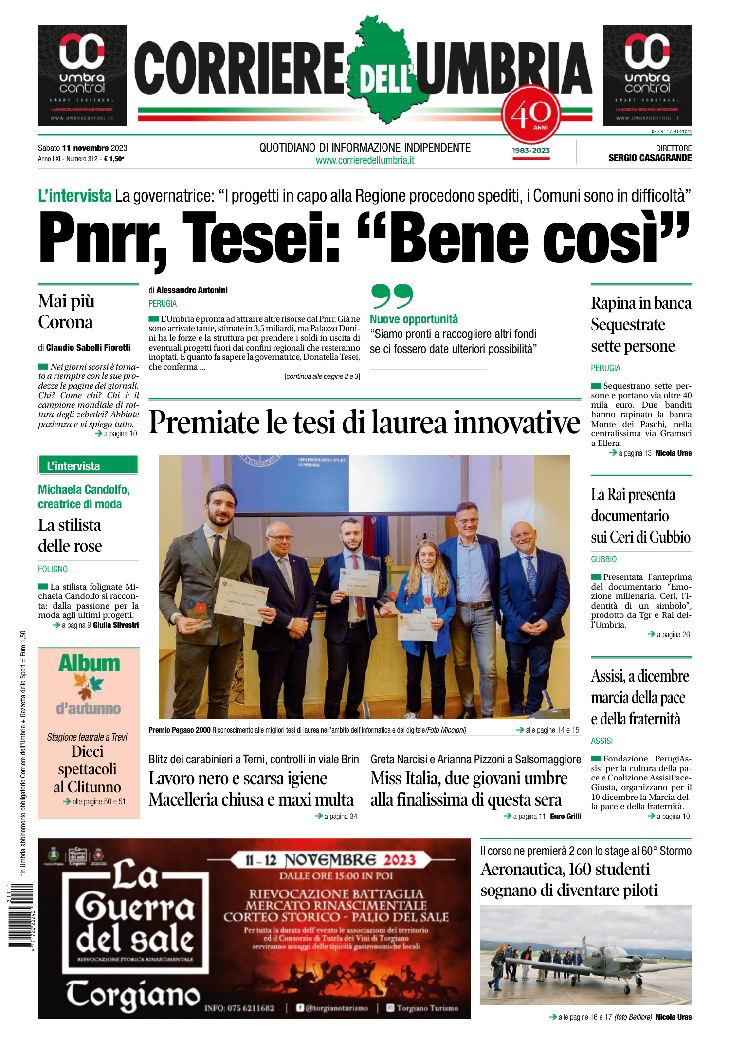 Rassegna Stampa Del 11 Novembre 2023 Prime Pagine Dei Giornali In Pdf ...