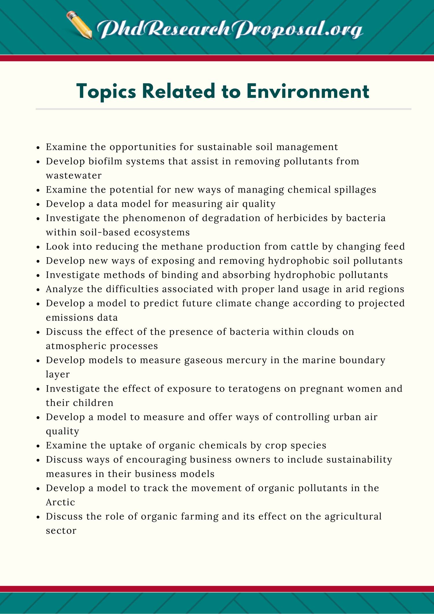 environmental studies assignment topics