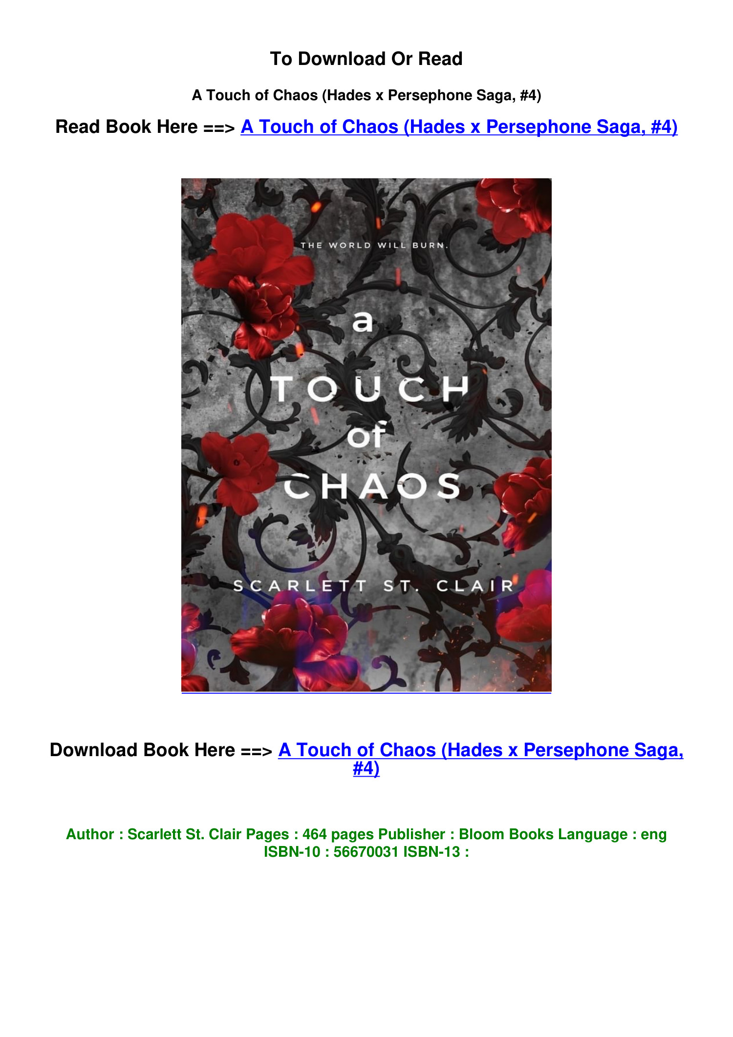 DOWNLOAD PDF A Touch of Chaos Hades x Persephone Saga 4 by Scarlett St .pdf  | DocDroid