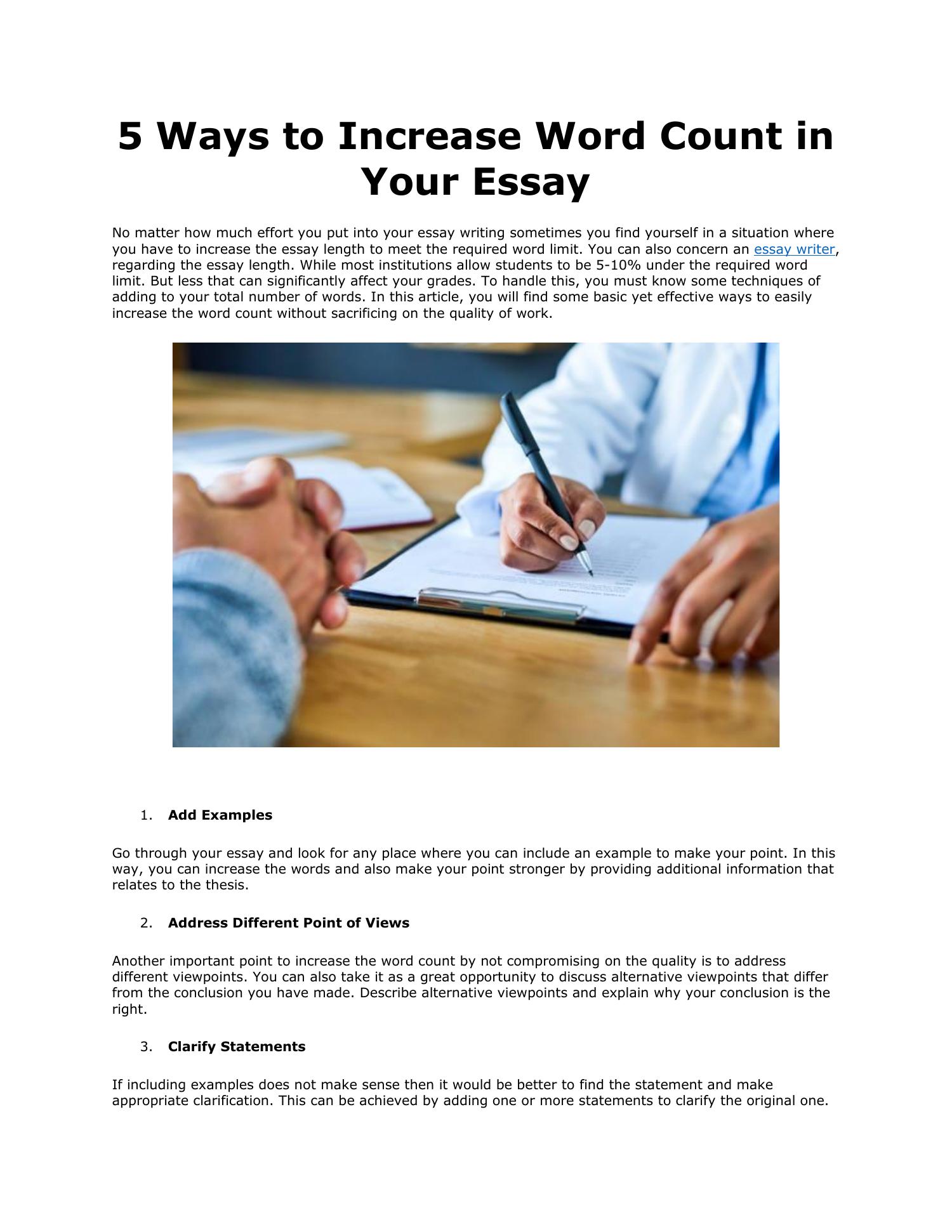 how to increase word count on essay