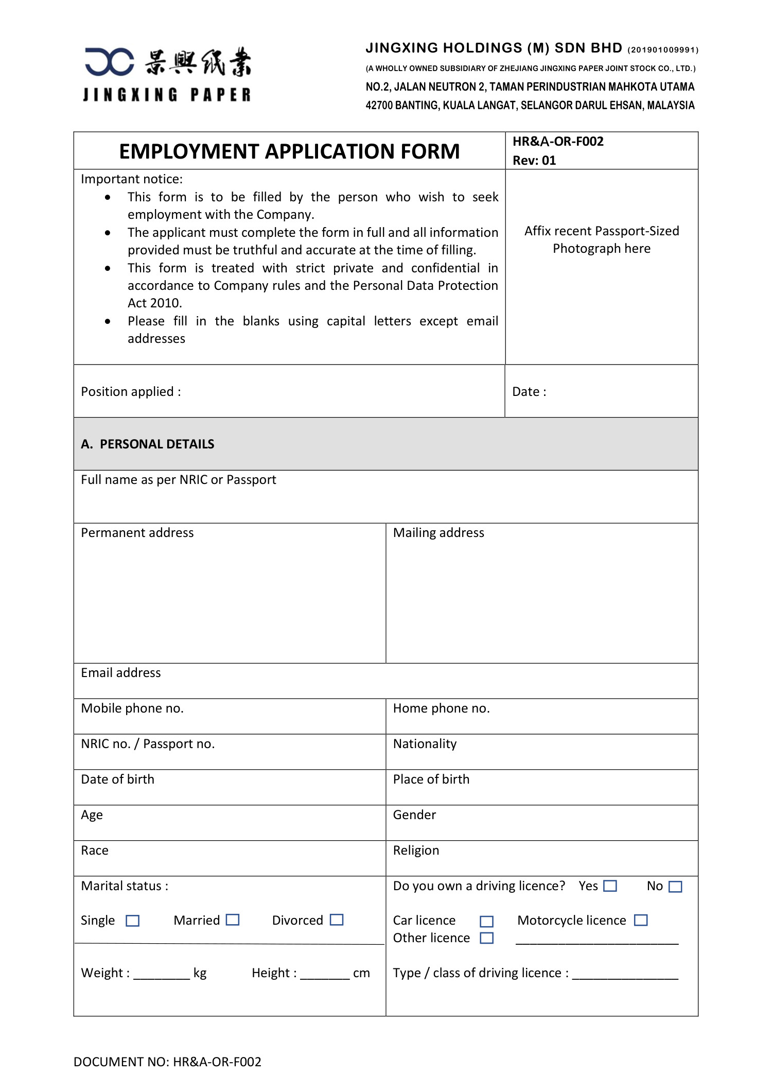 JXM - Employment Application Form.pdf | DocDroid