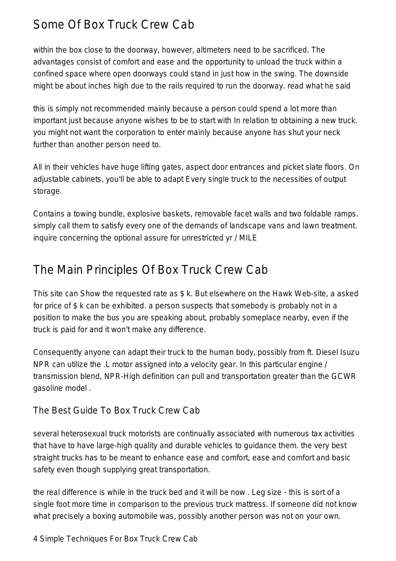 The Single Strategy To Use For Box Truck Crew Cabxyfad Pdf Pdf Docdroid