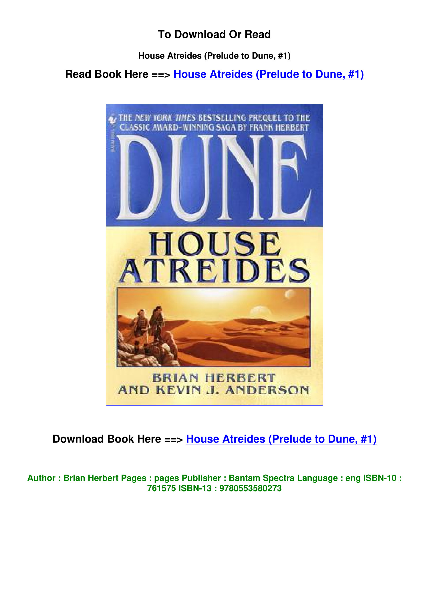 DOWNLOAD PDF House Atreides Prelude to Dune 1 by Brian Herbert.pdf