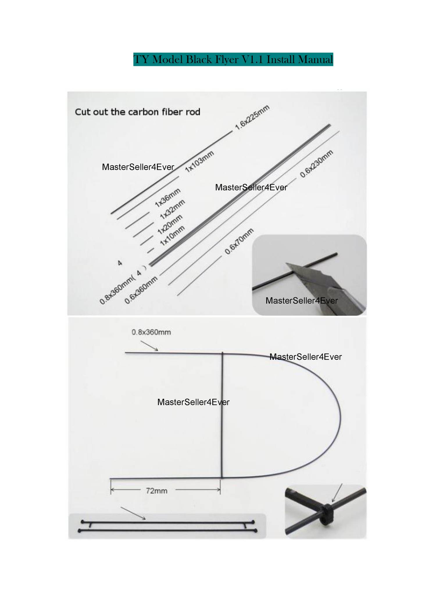 ty model black flyer v2 carbon fiber film rc airplane with power system