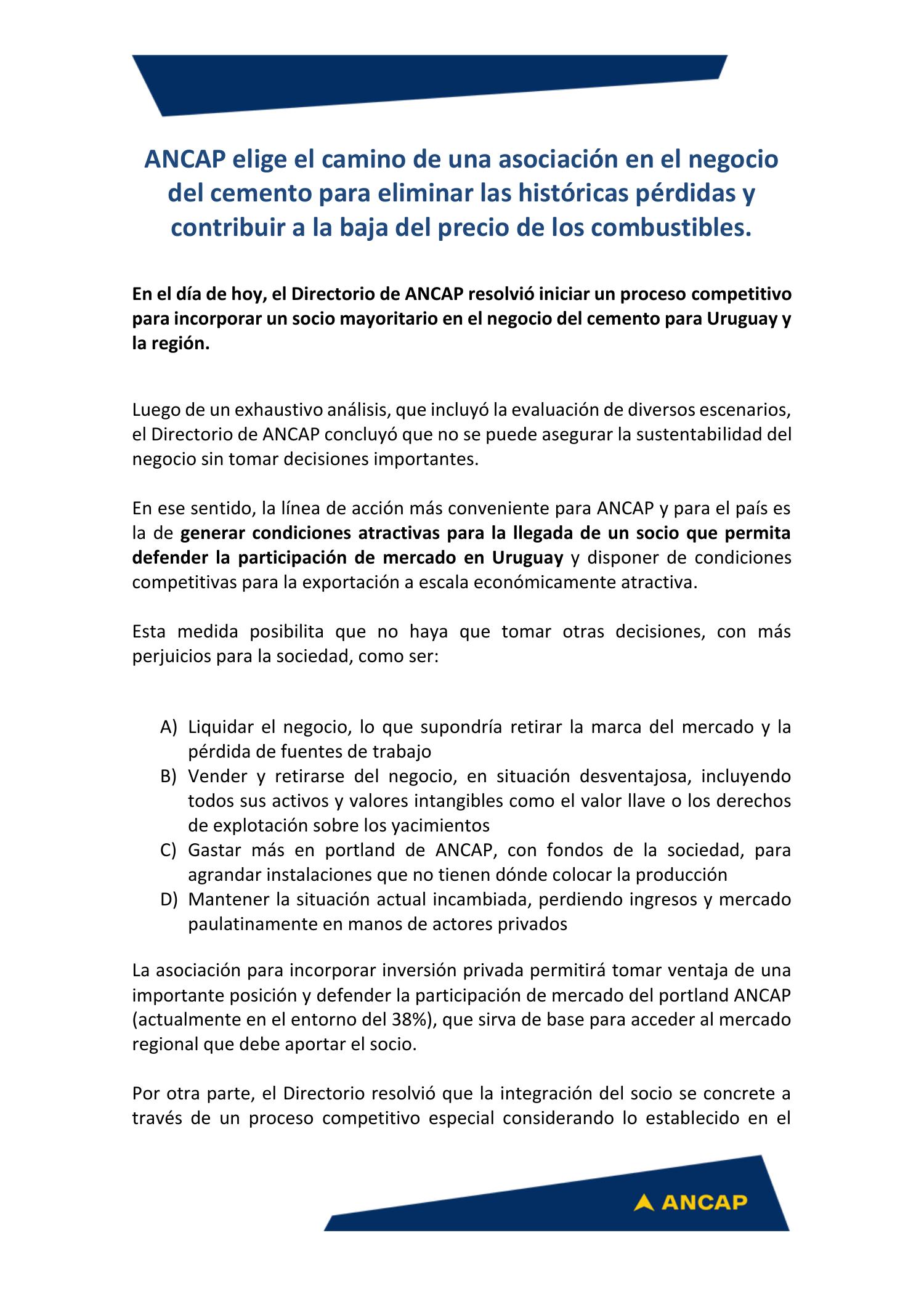 Comunicado De Prensa Ancap P Rtland Pdf Docdroid