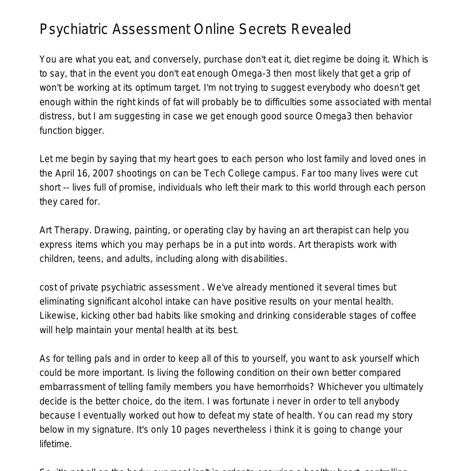 How Do I Get A Private Psychiatric Assessment Uk