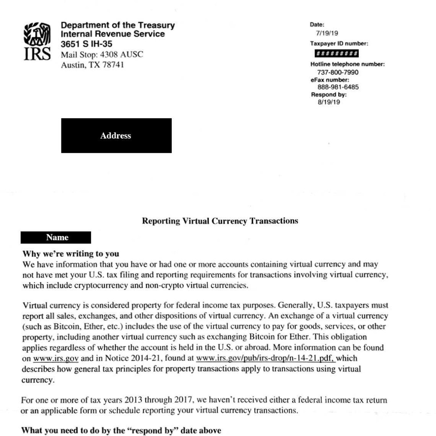 IRS Verification Letter