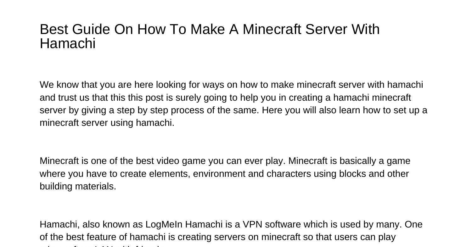 best-guide-on-how-to-make-a-minecraft-server-with-hamachifrstn-pdf-pdf