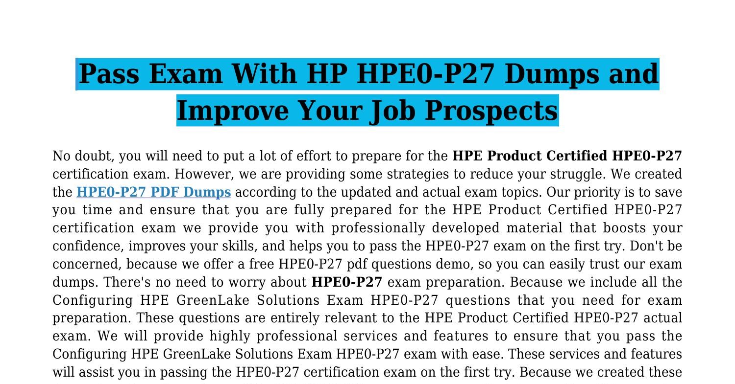 Actual HP HPE0-P27 PDF Dumps [2022].pdf | DocDroid