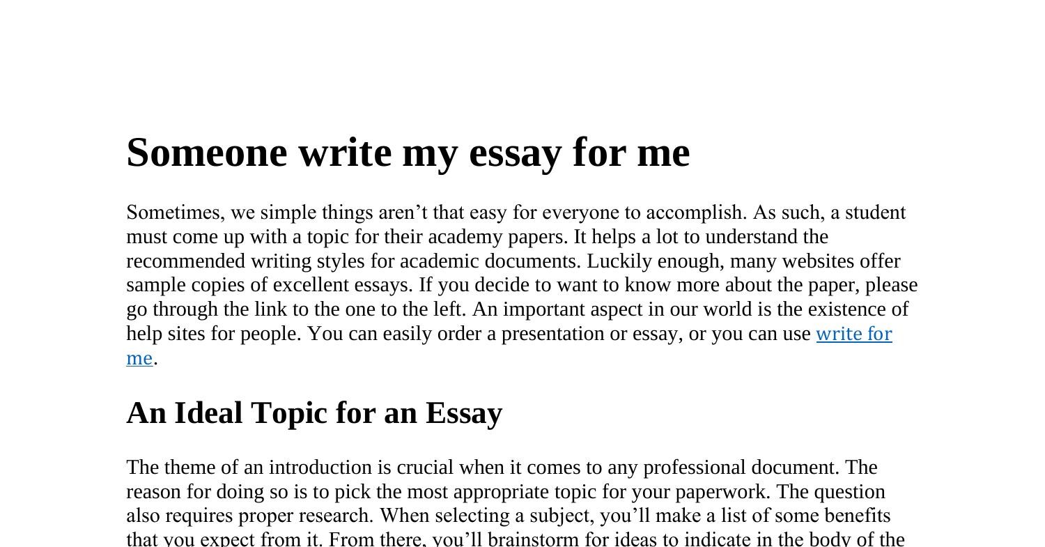 will someone write my essay for me
