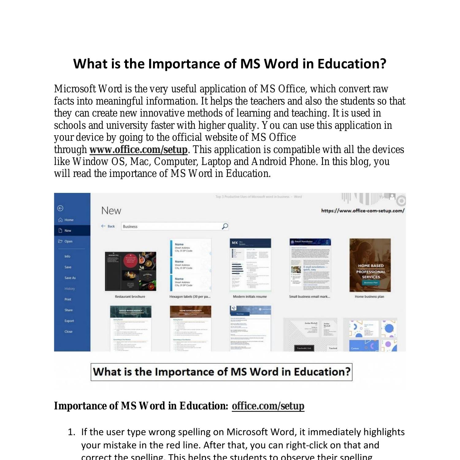 What Is The Importance Of MS Word In Education pdf DocDroid