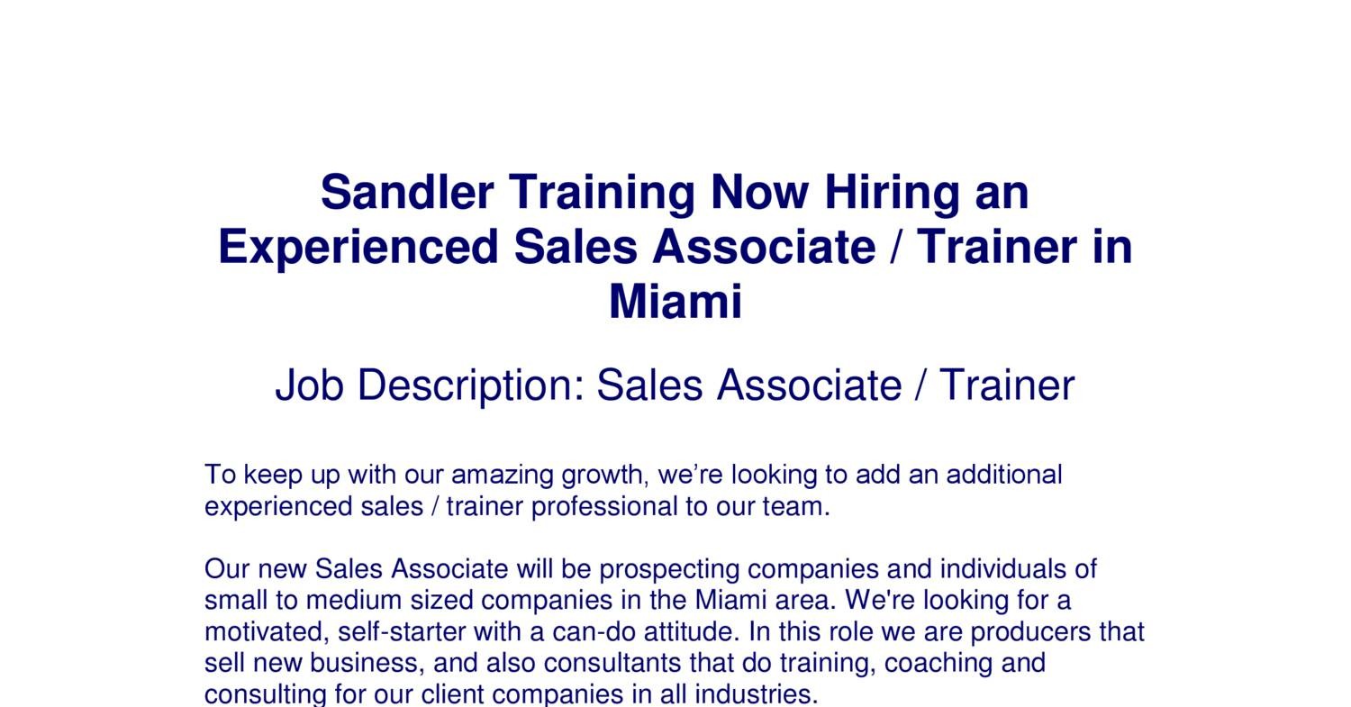 Job Description Sales Associate docx DocDroid