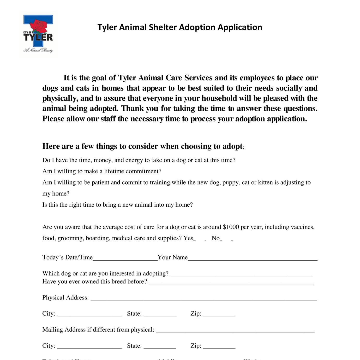 1st Tyler Animal Shelter Adoption Application EV 21015.pdf DocDroid