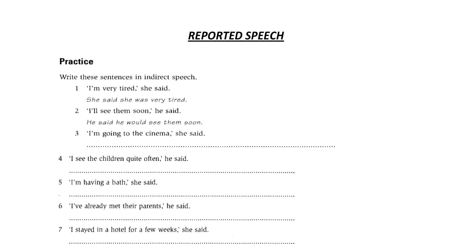 reported speech exercises intermediate pdf