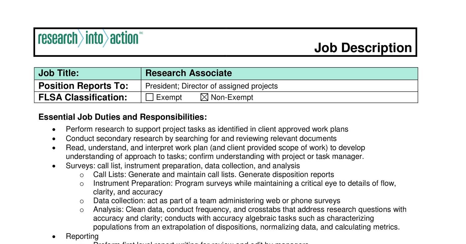 Research Associate Job Description V2 Docx DocDroid   Research Associate Job Description V2 Docx 