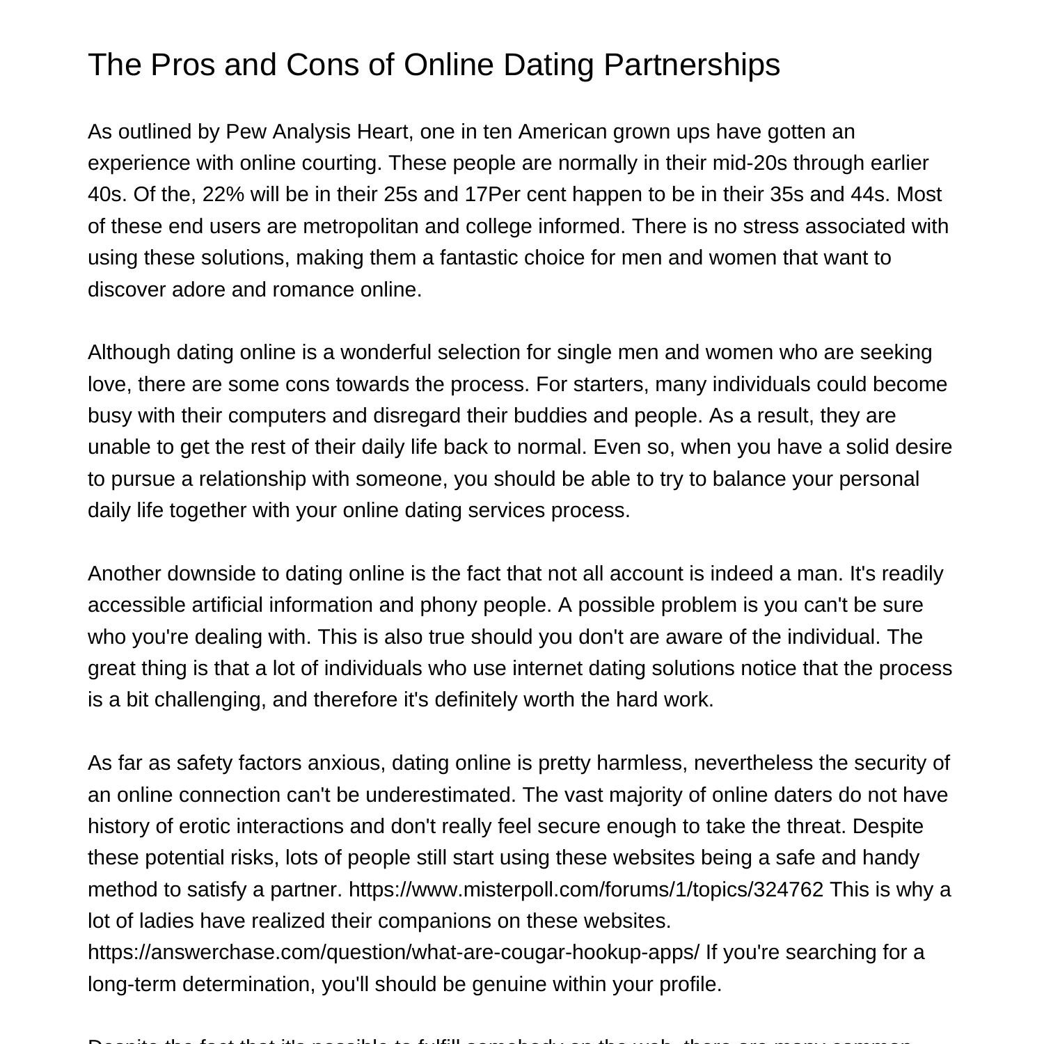 write an essay about advantages and disadvantages of dating online