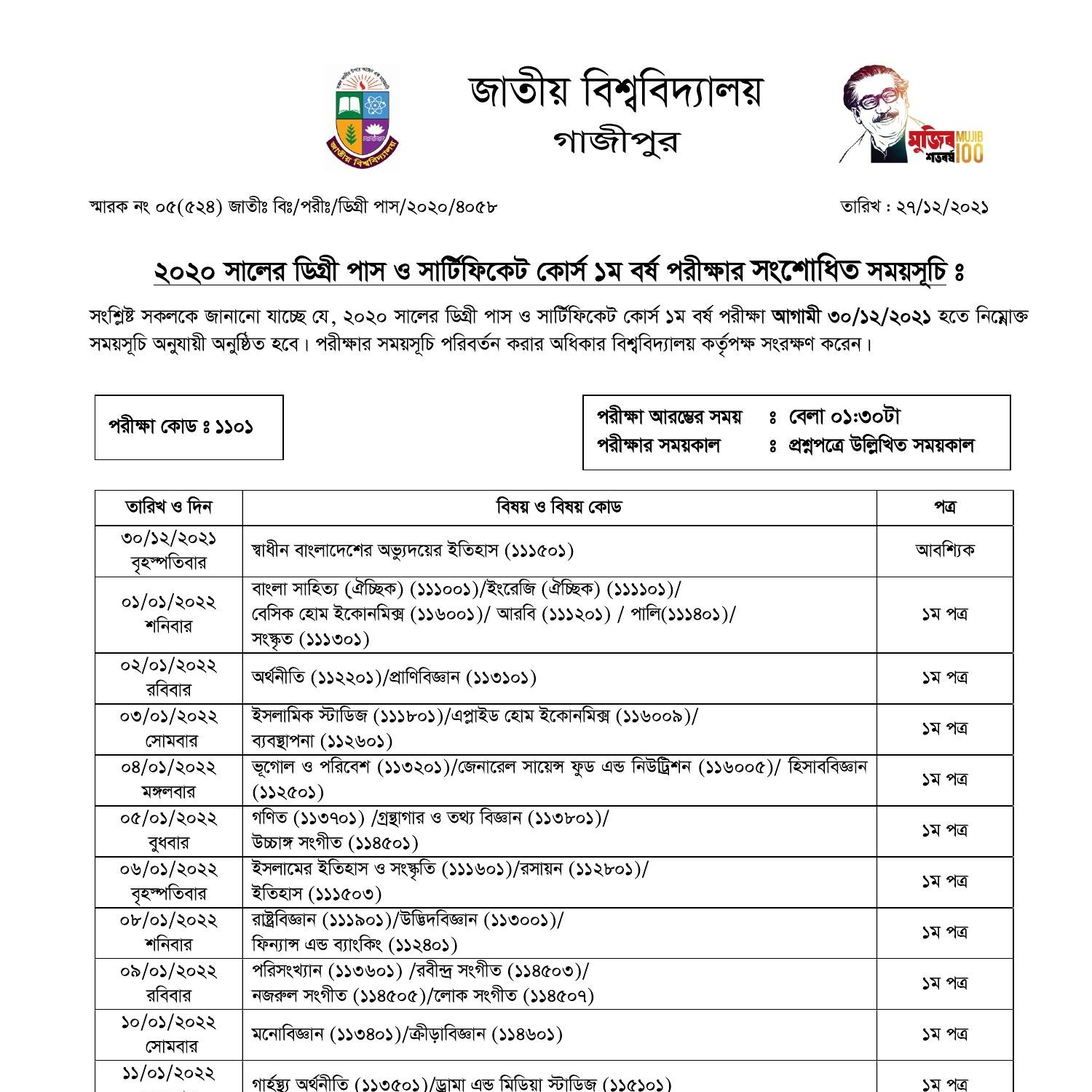 Degree 1st Year (Revised) Routine 2020.pdf | DocDroid