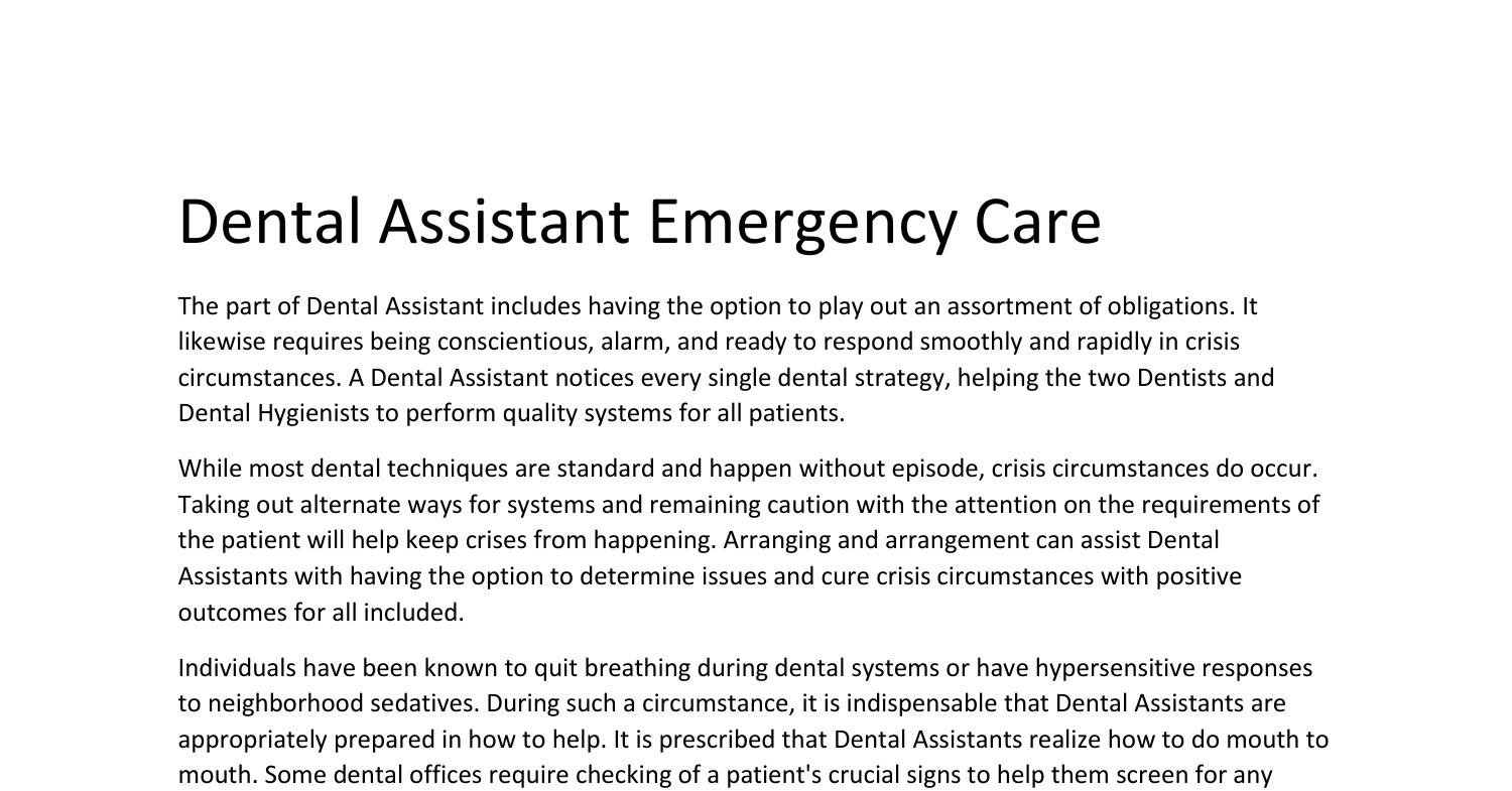 Dental Assistant Emergency Care docx DocDroid