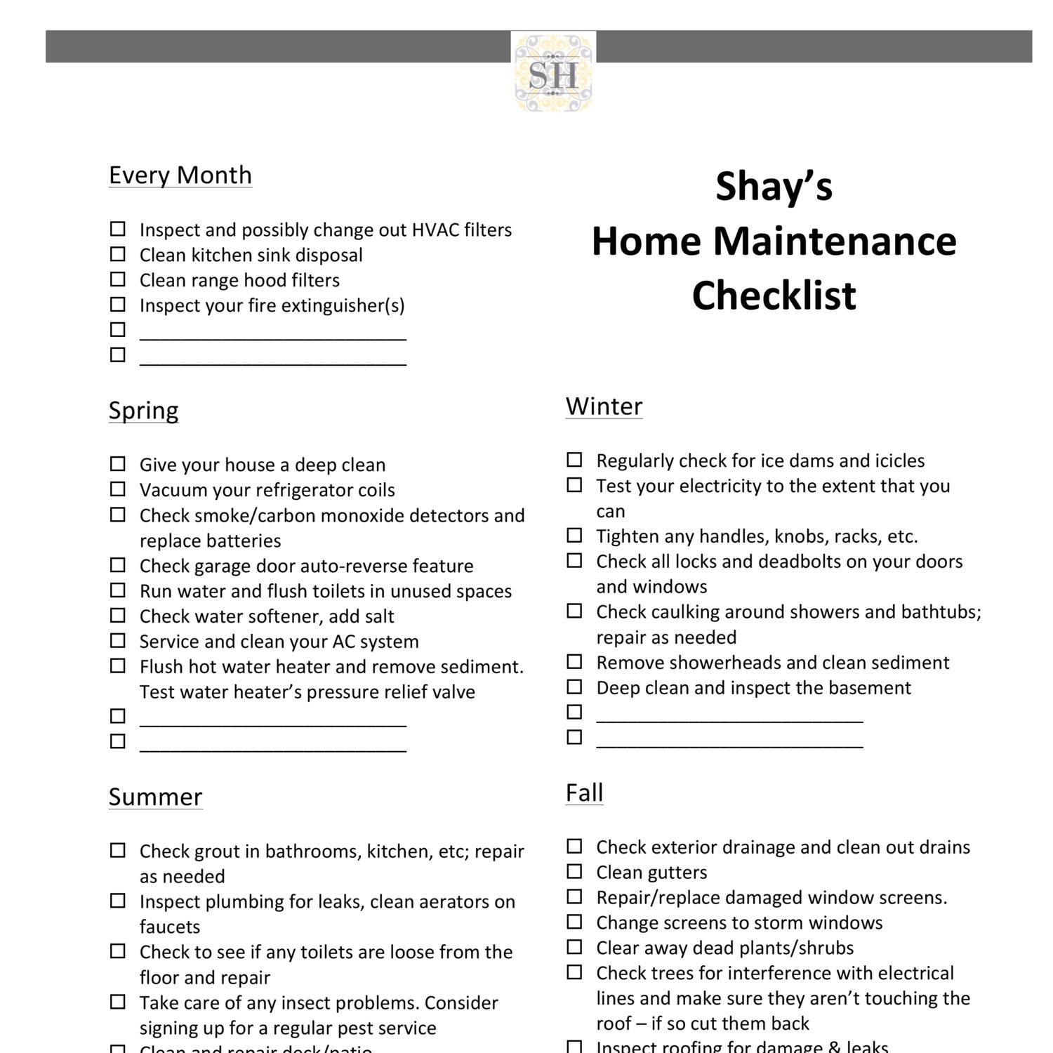 Home Maintenance Checklist.pdf | DocDroid