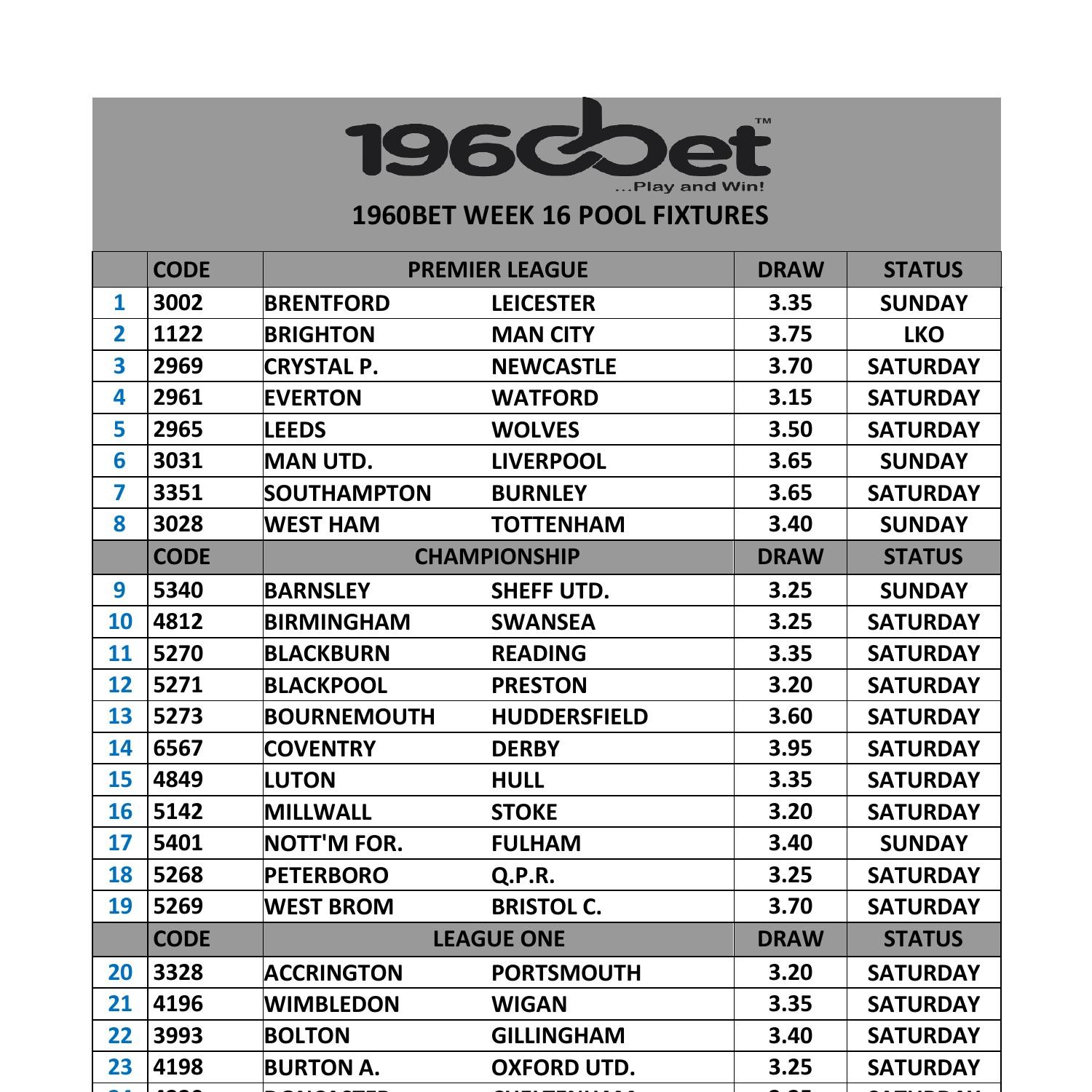 1960Bet Pool Fixtures Week 16.pdf DocDroid