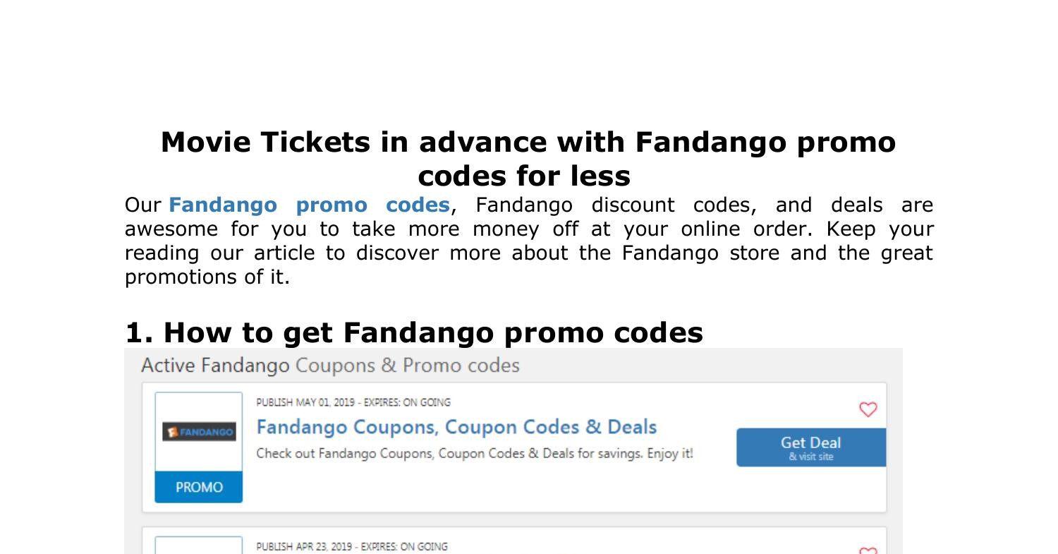 Movie Tickets in advance with Fandango promo codes for less.doc DocDroid