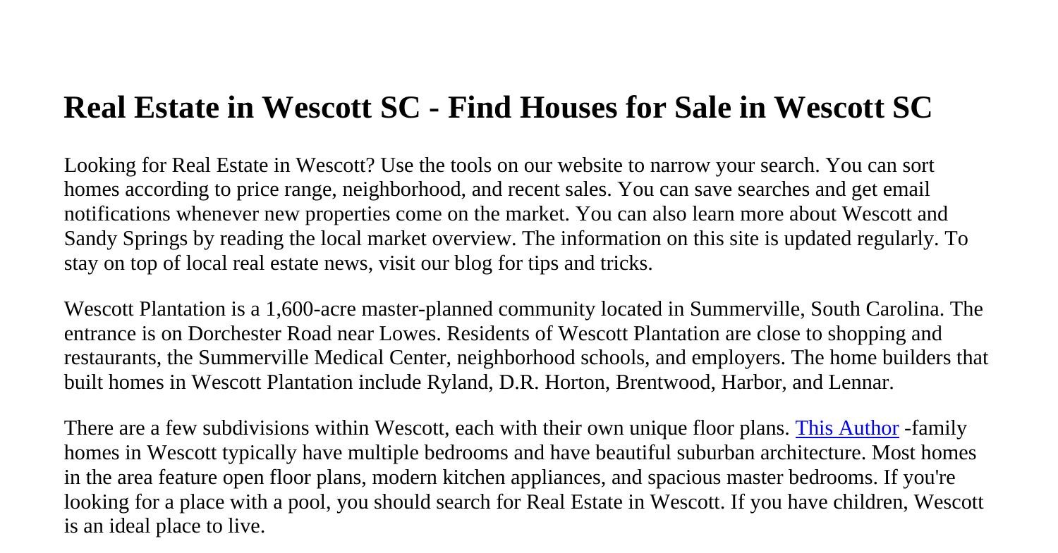 Real Estate in Wescott SC Find Houses for Sale in Wescott SCqyvqmiqjnr