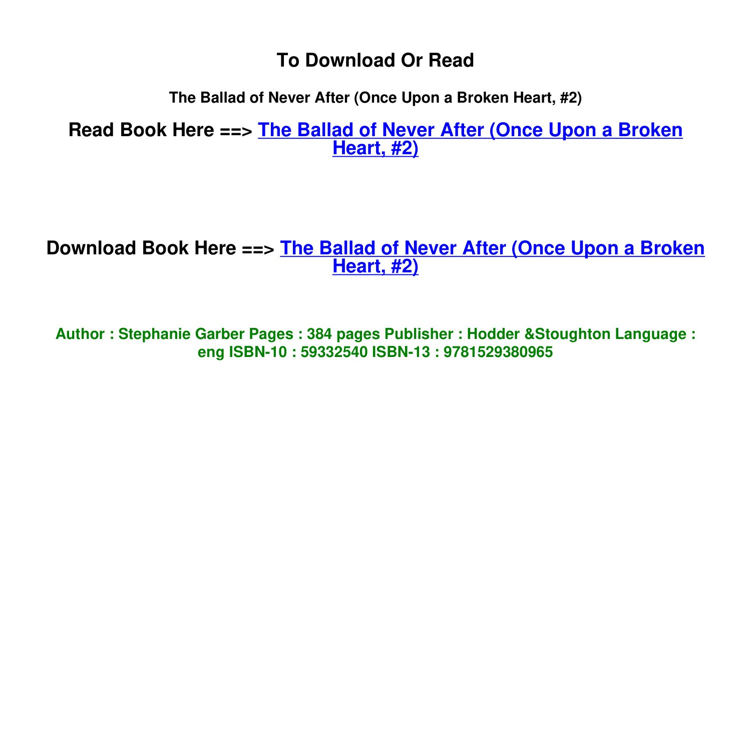 pdf DOWNLOAD The Ballad of Never After Once Upon a Broken Heart 2 By ...