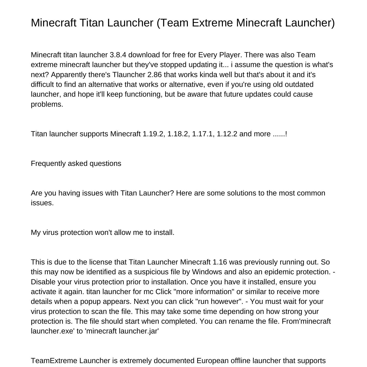 minecraft titan launcher extreme team
