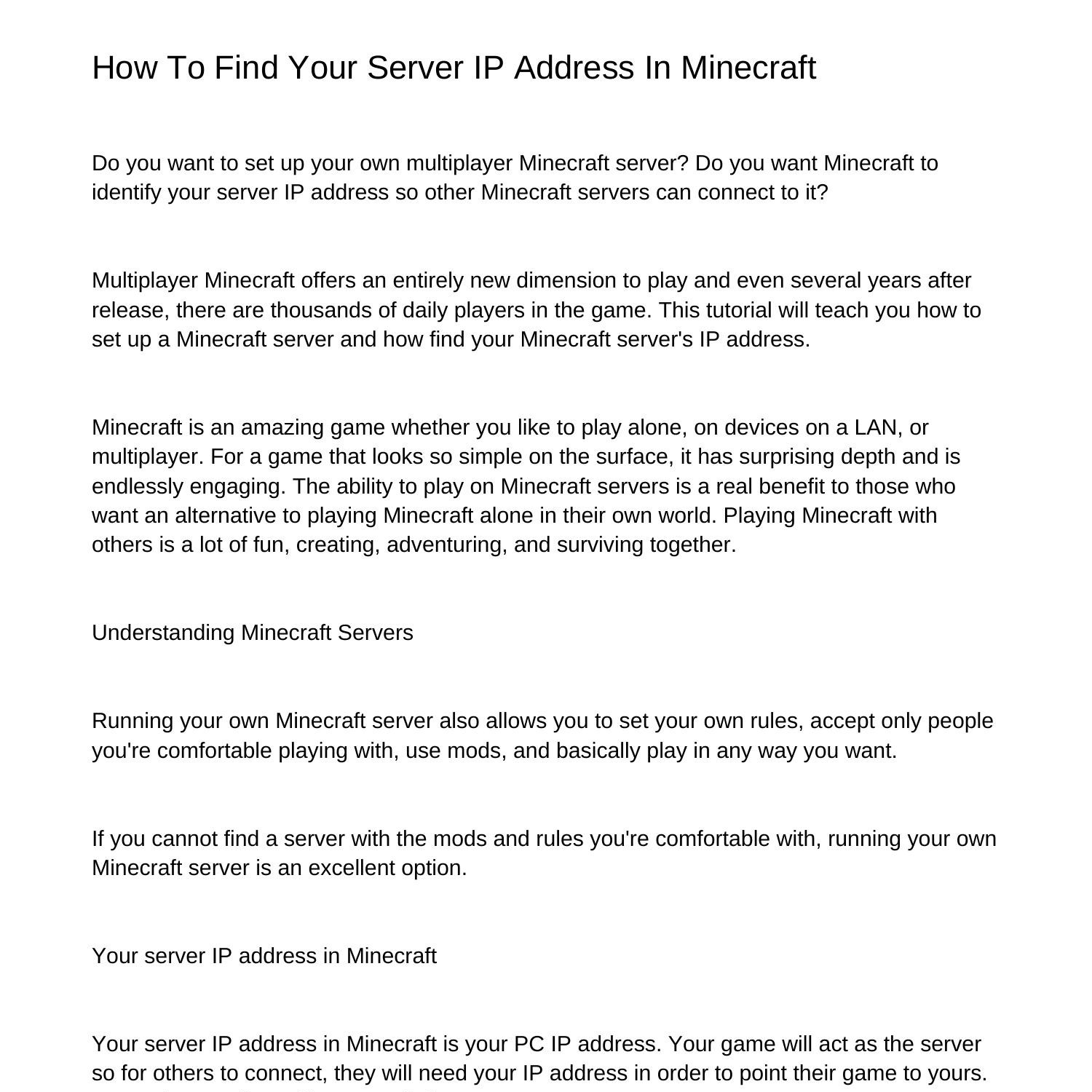 how to find the ip of your minecraft world