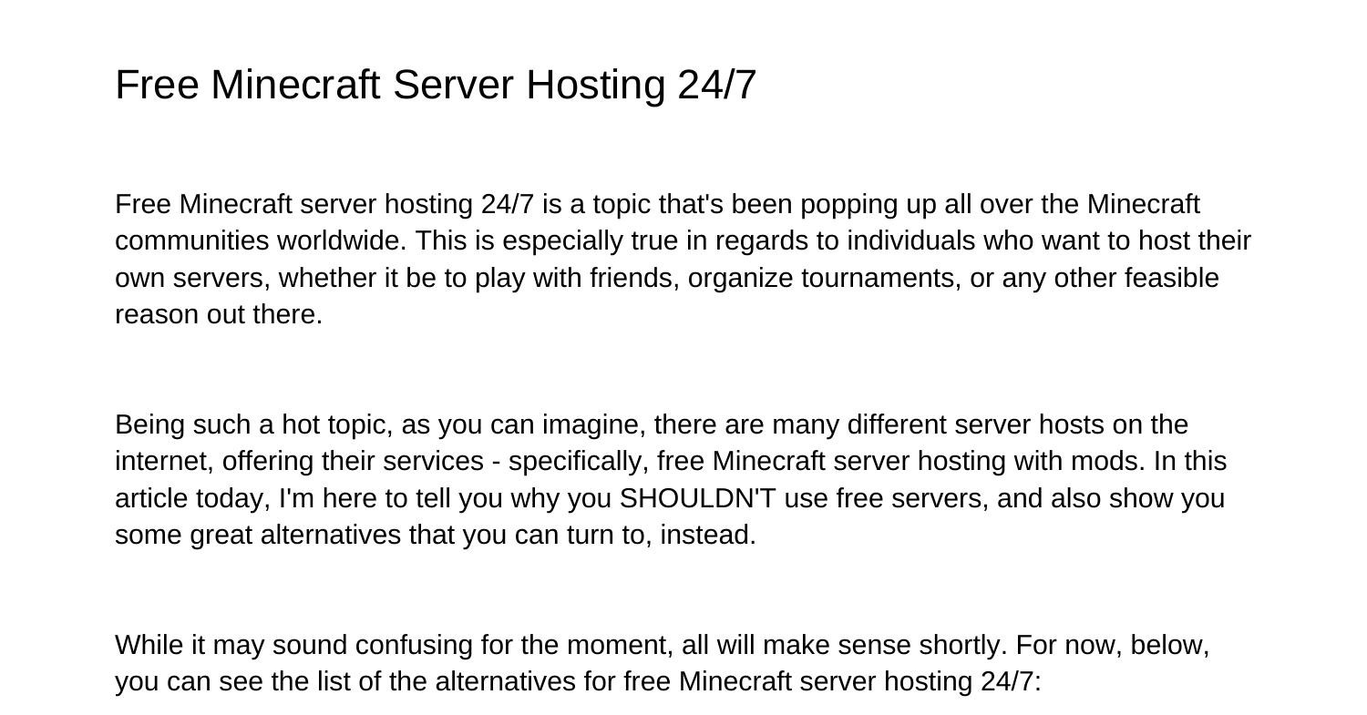 free minecraft server host 247