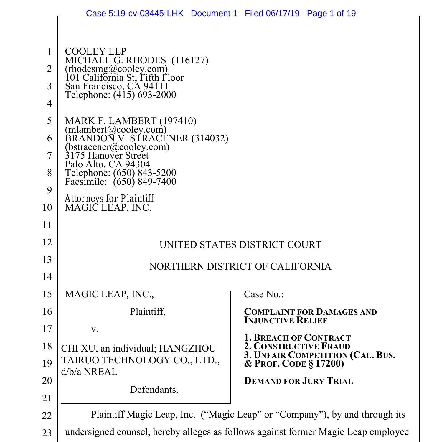 Magic Leap Nreal Lawsuit.pdf | DocDroid