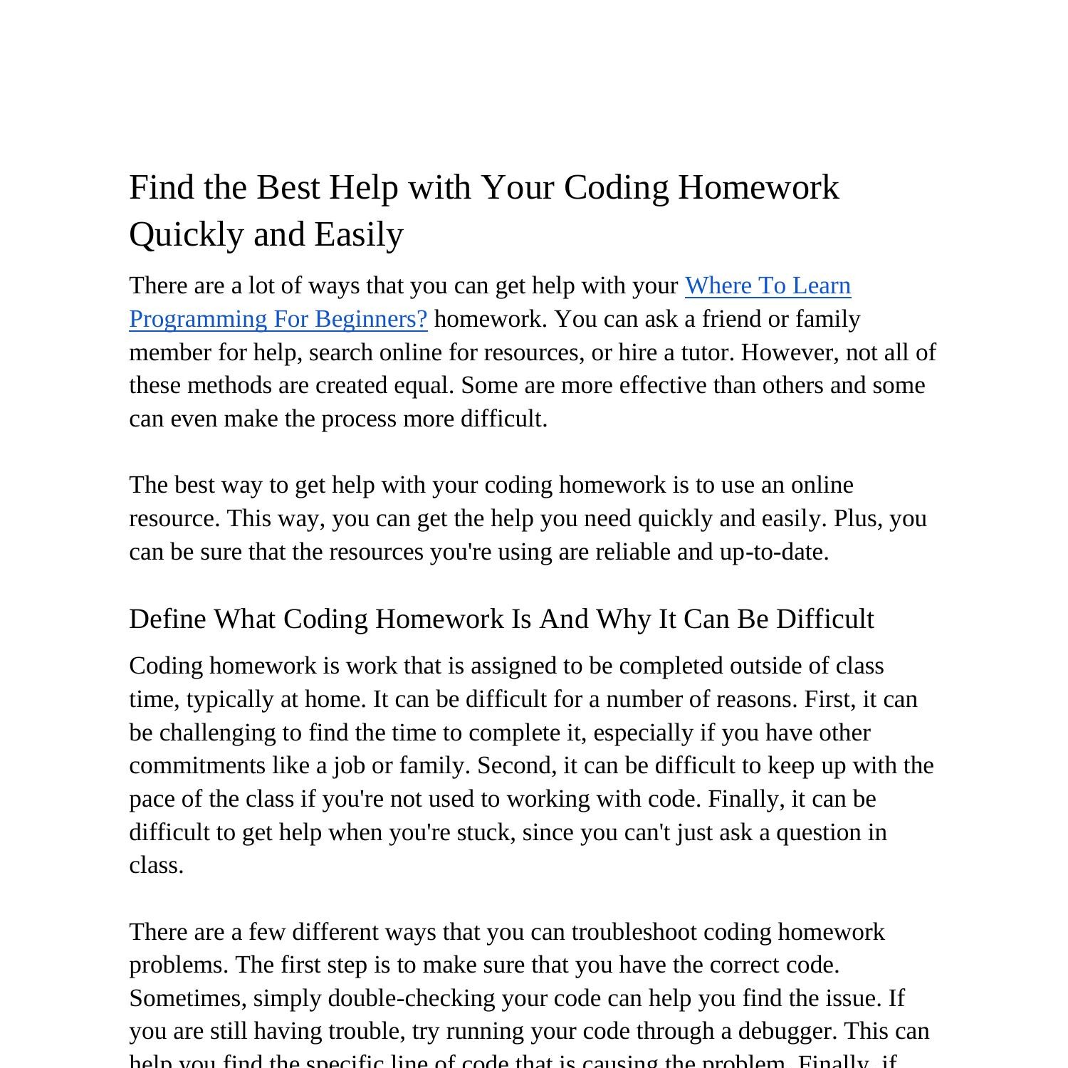 best coding homework help