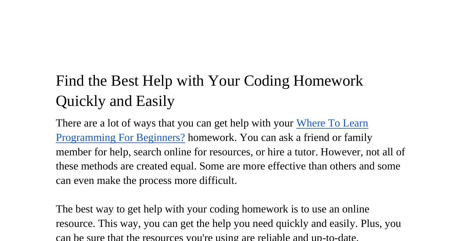 best coding homework help