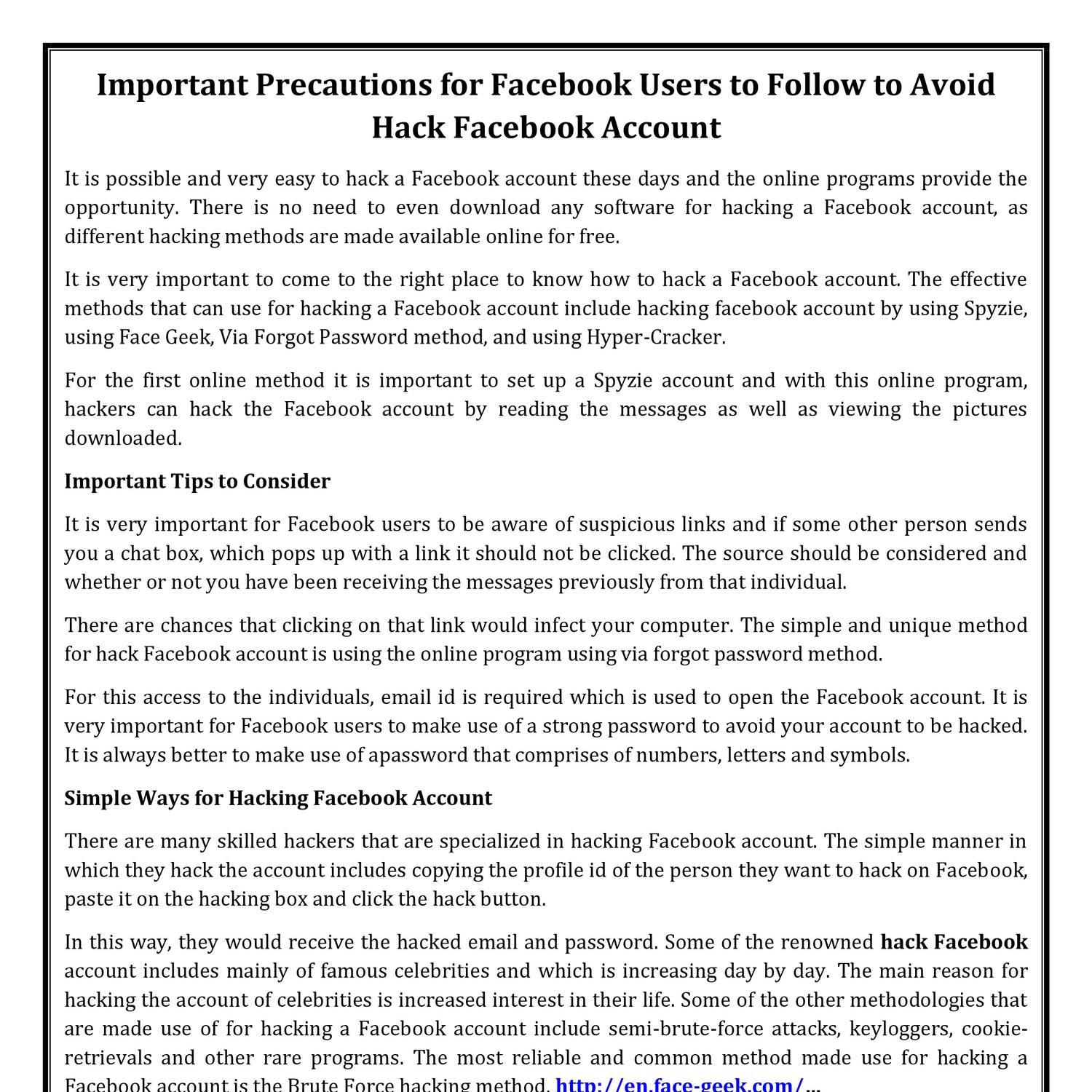 facebook hacking for free without download