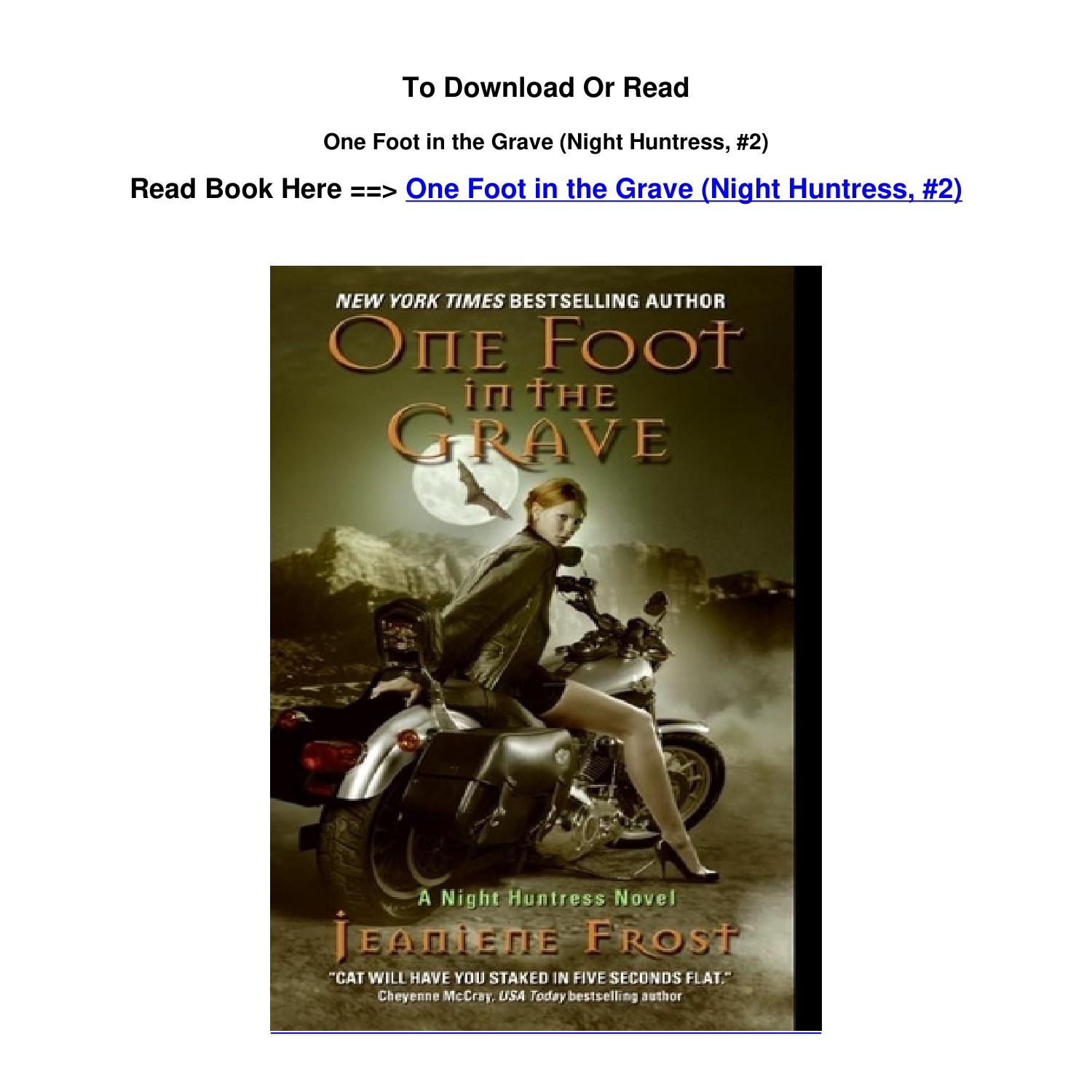 download EPub One Foot in the Grave Night Huntress 2 by Jeaniene Frost ...