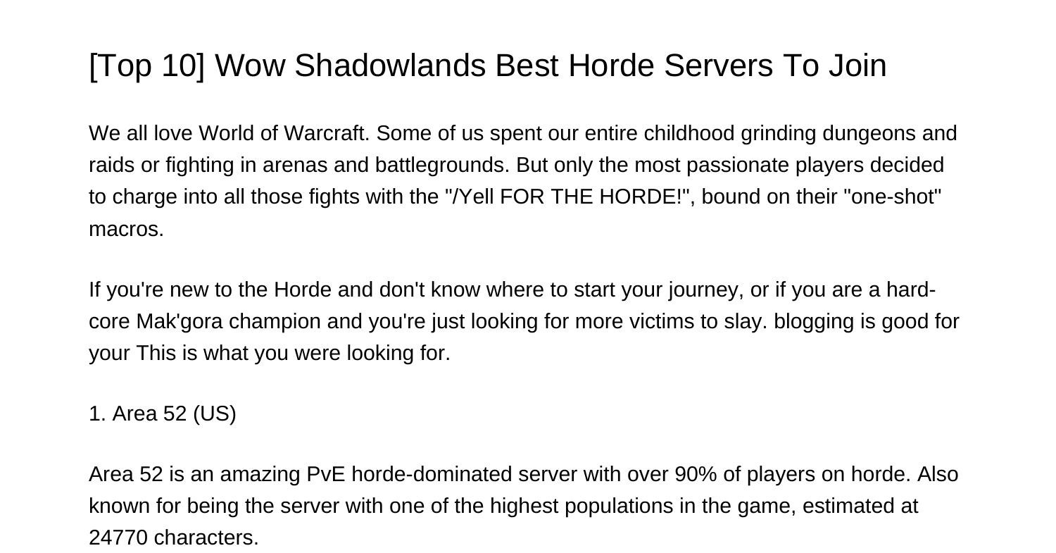 Top 10 Wow Shadowlands Best Horde Servers To Joinoypkm.pdf.pdf DocDroid