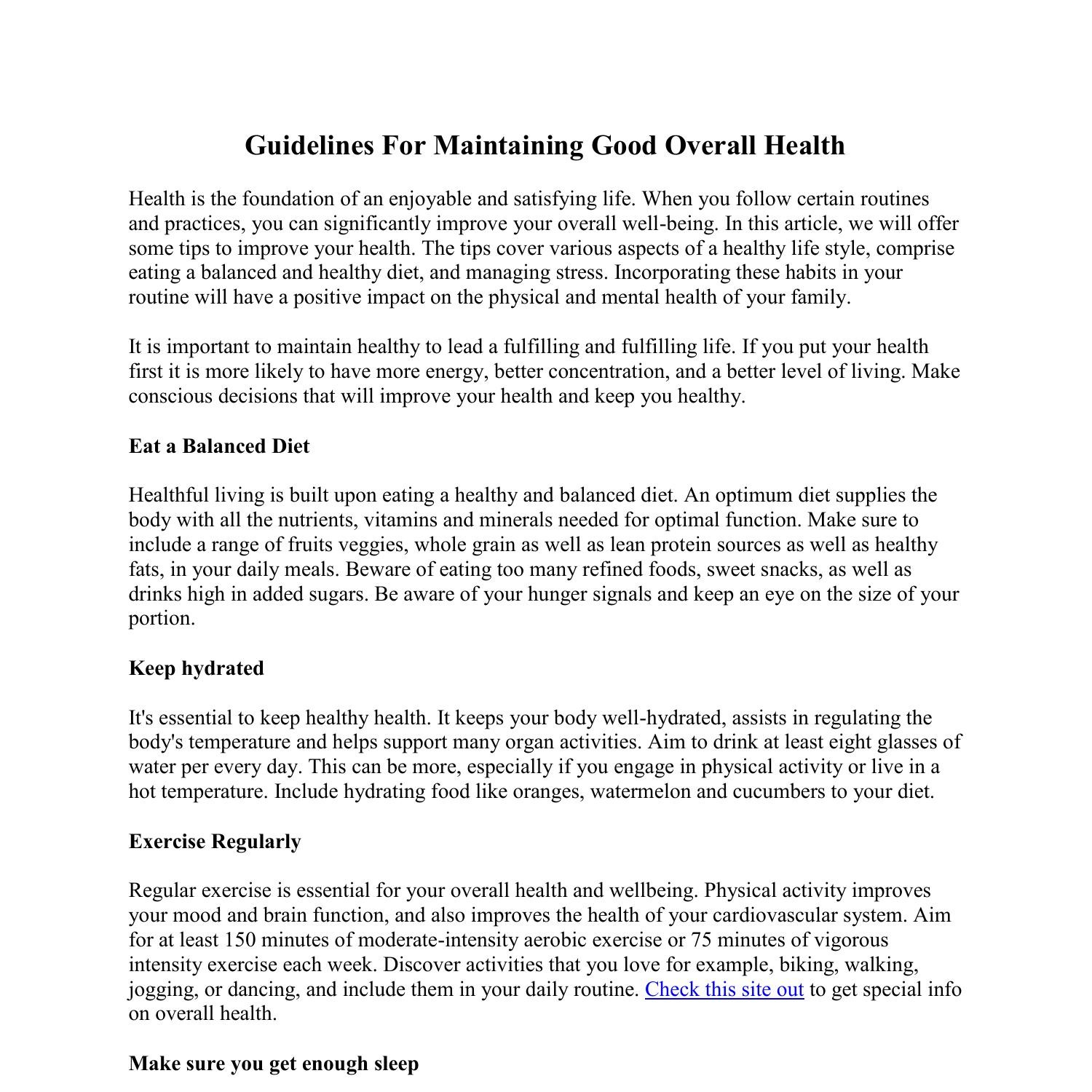 Guidelines For Maintaining Good Overall Healthpdf Docdroid