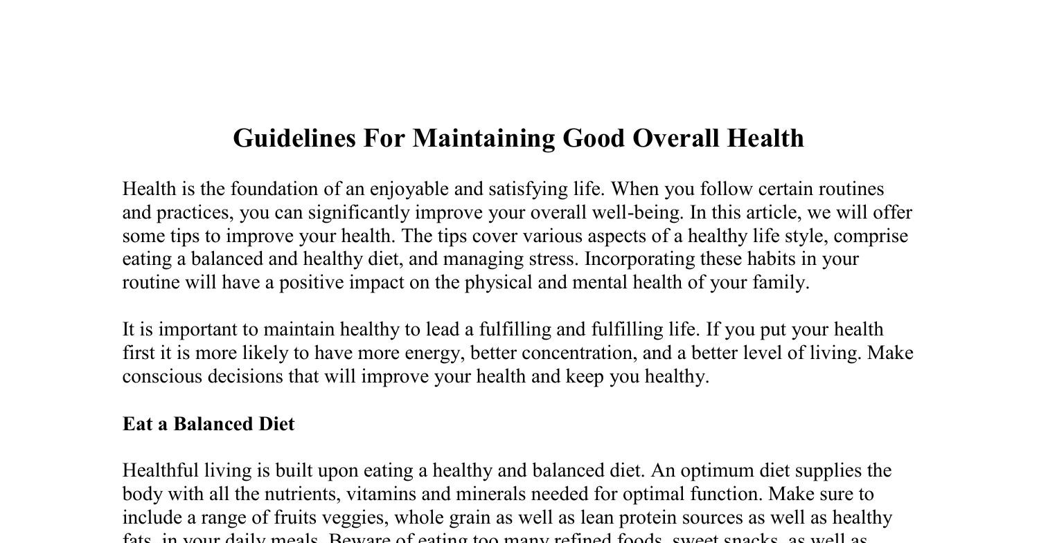 Guidelines For Maintaining Good Overall Health.pdf | DocDroid