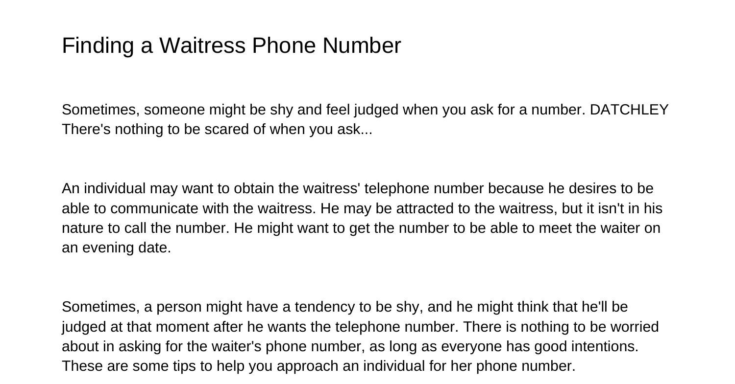 How to get a Waitress Telephone Numberblgee.pdf.pdf | DocDroid