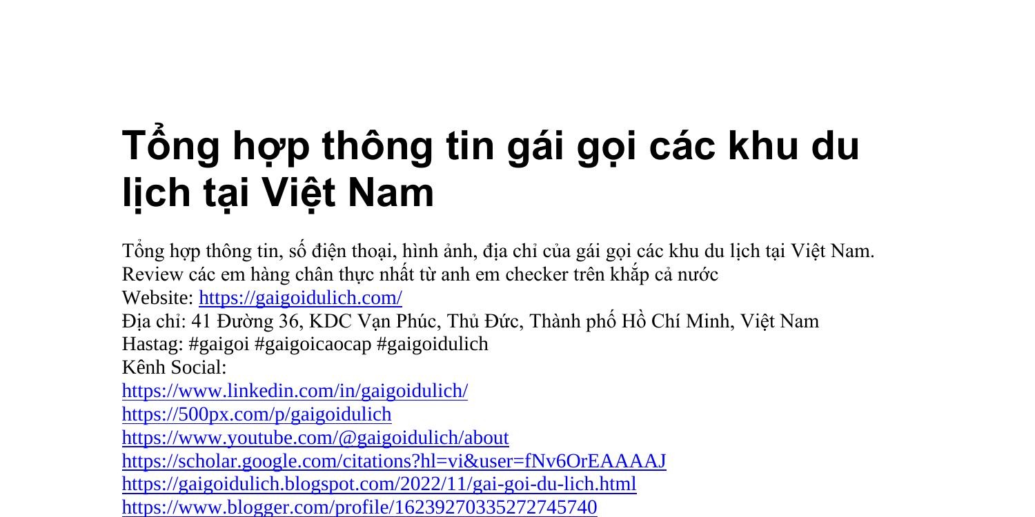 Tổng hợp thông tin gái gọi các khu du lịch tại Việt Nam.docx | DocDroid