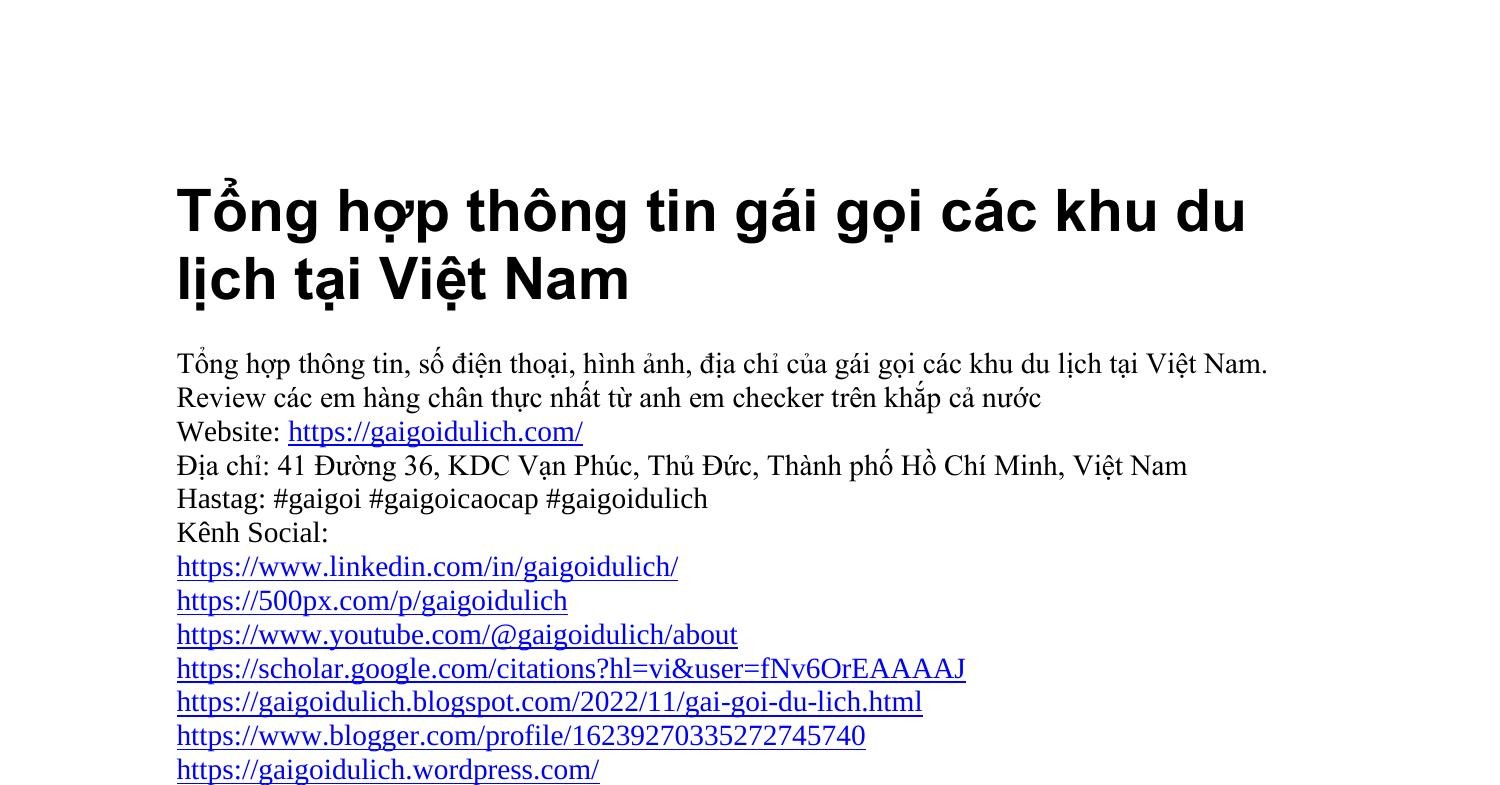 Tổng hợp thông tin gái gọi các khu du lịch tại Việt Nam.docx | DocDroid