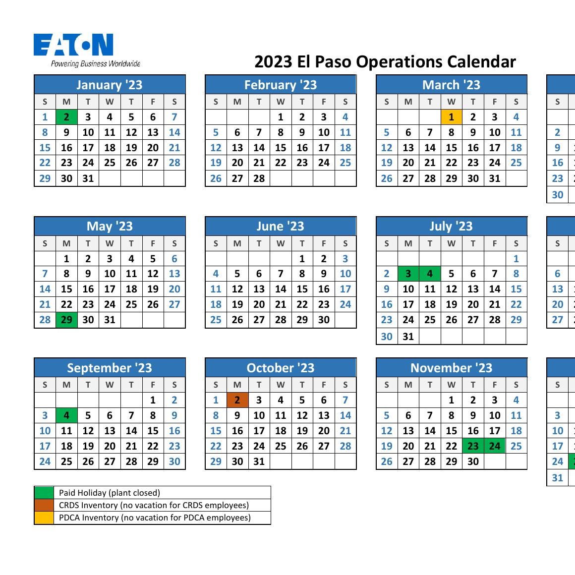 2023 El Paso Operations Calendar.pdf DocDroid