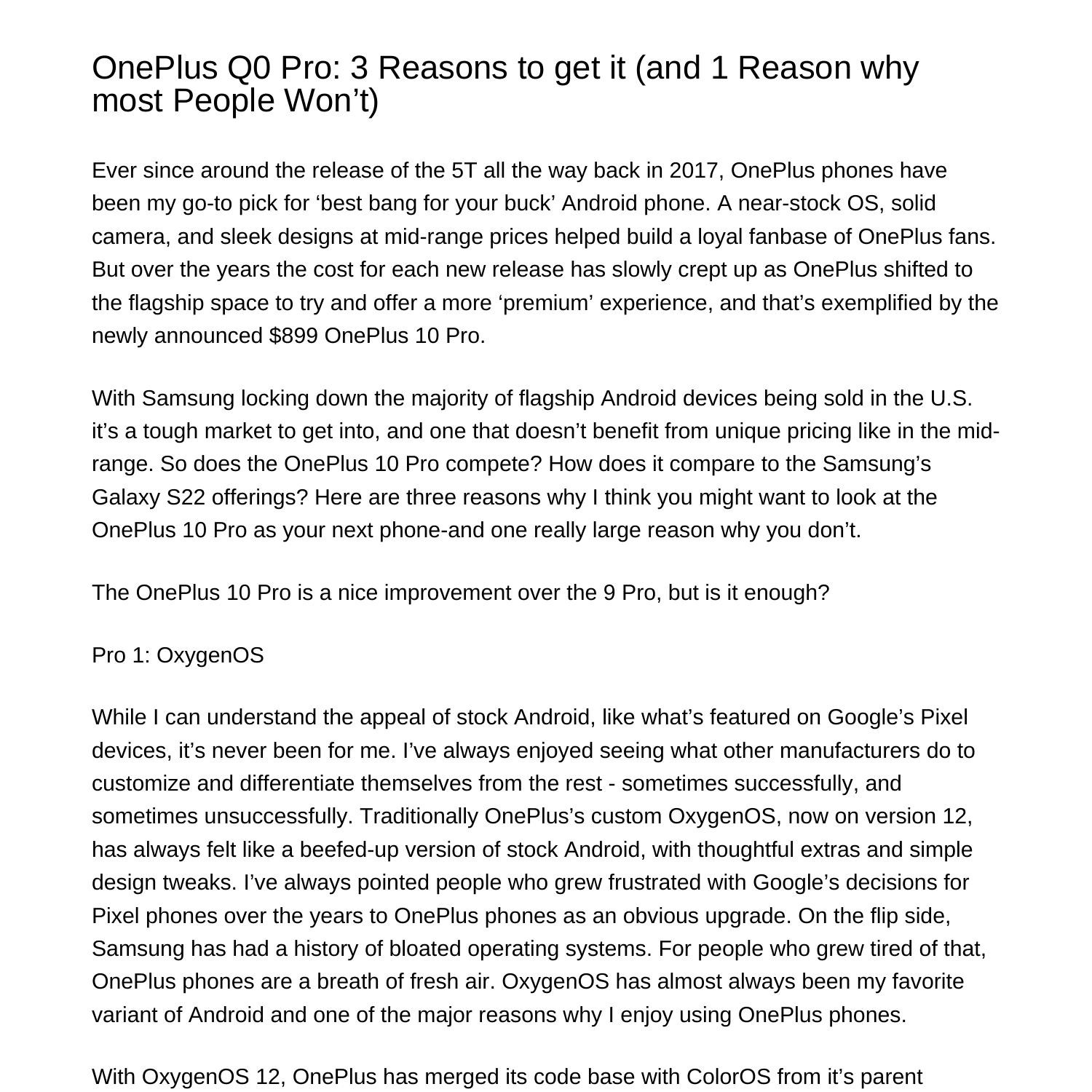 Oneplus Q Pro Reasons To Get It And Reason Why Most People Wontjkftr Pdf Pdf Docdroid