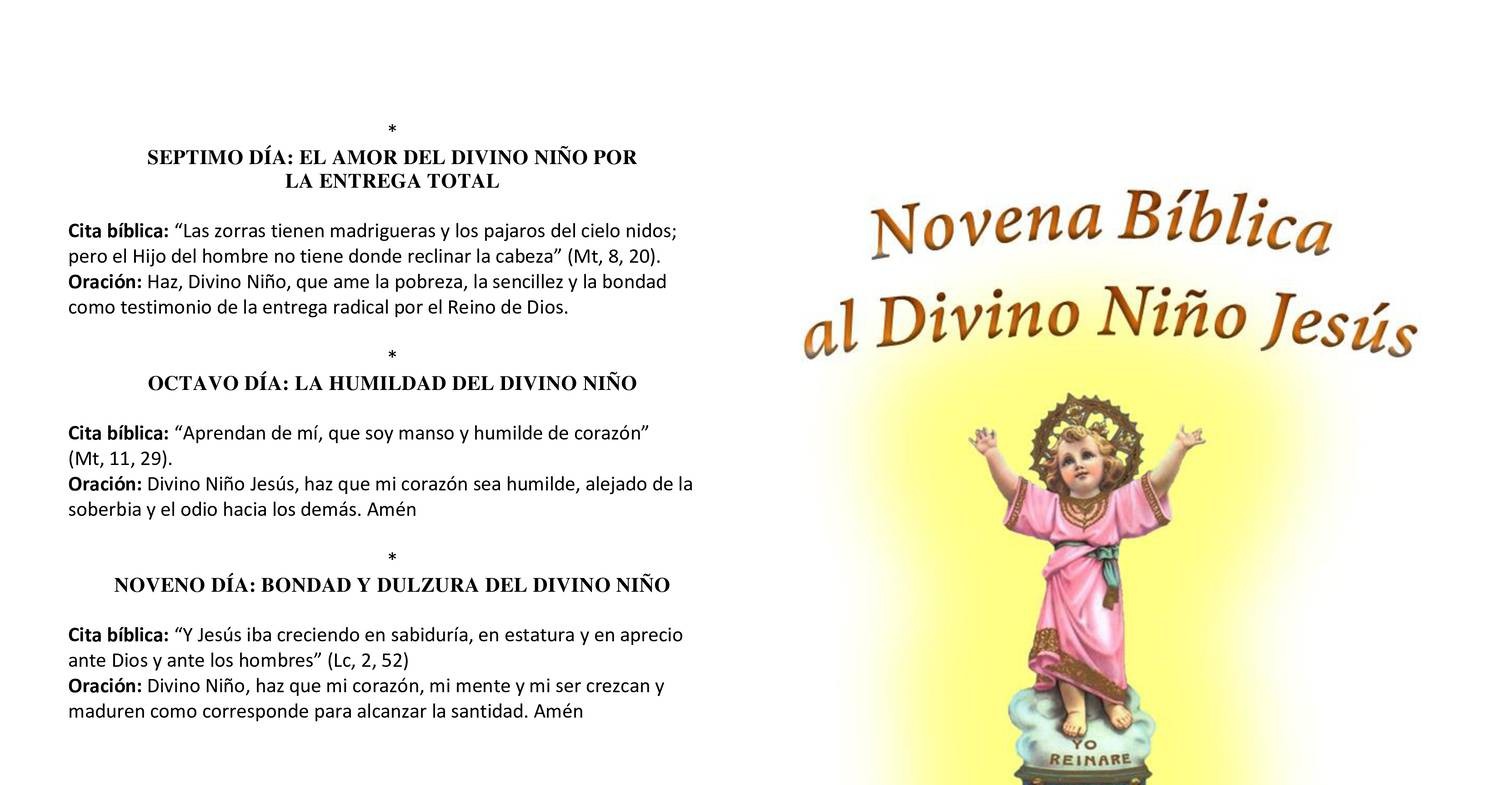 Nueve Domingos Y Novena Biblica Al Divino Niño Jesus