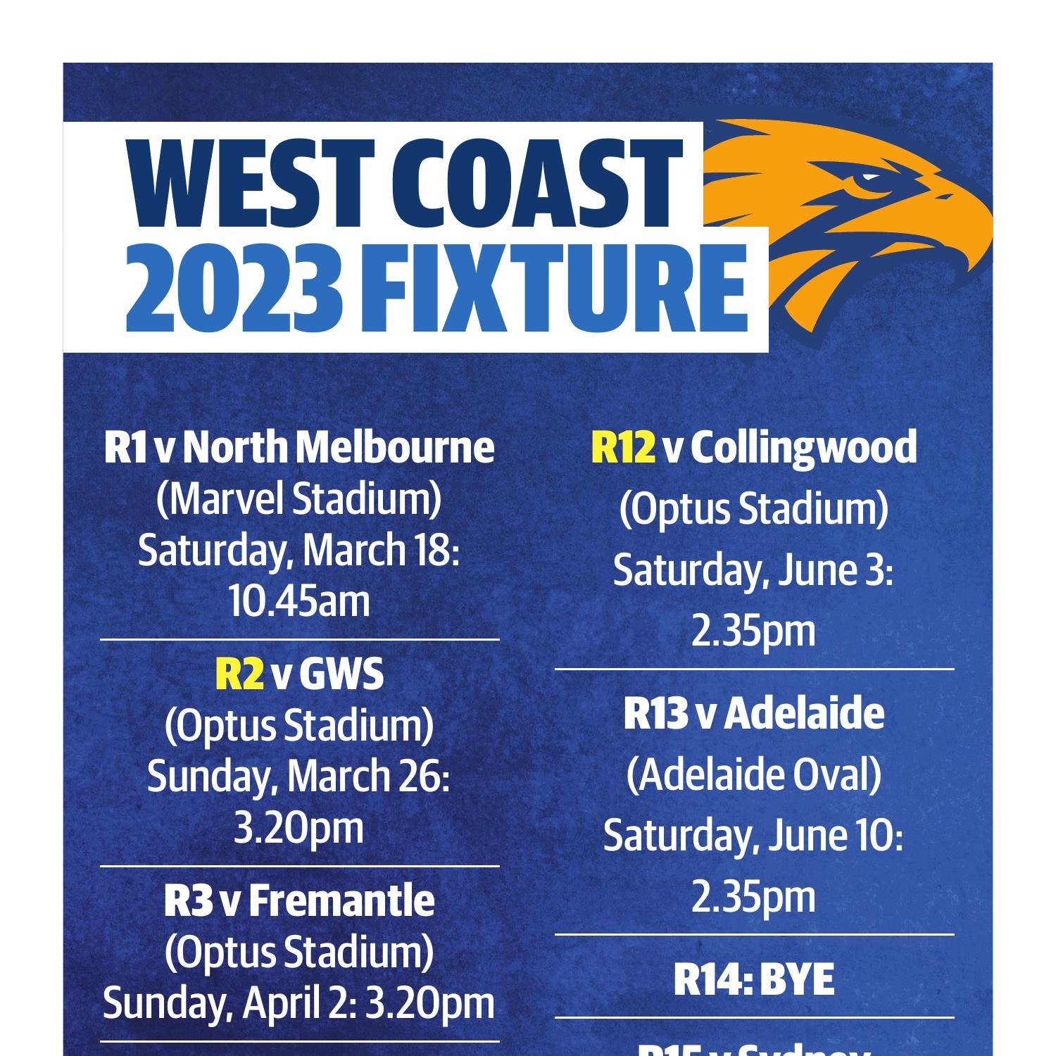 West Coast Eagles' 2023 fixture