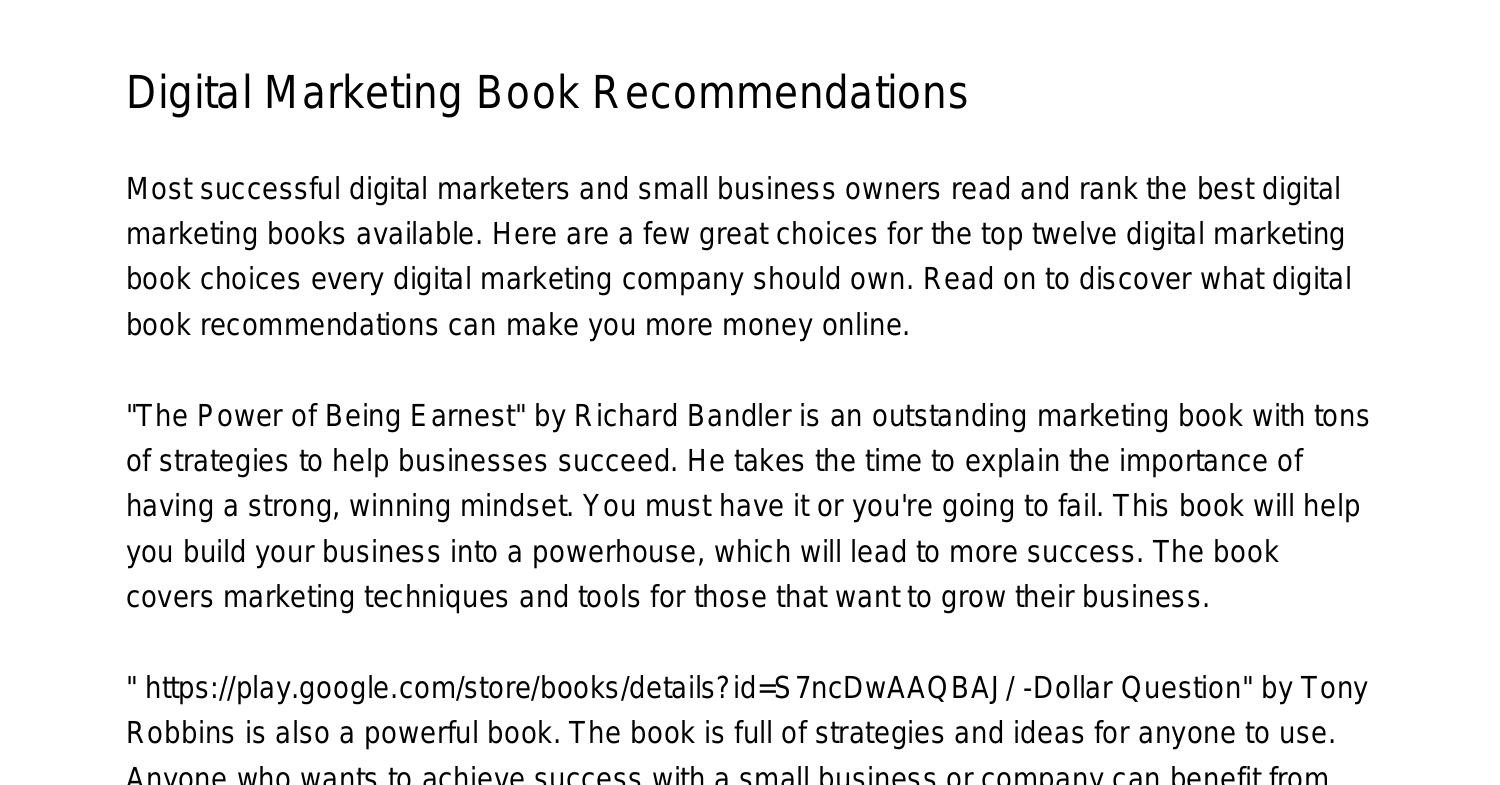 Digital Marketing Book Recommendationsifyzc Pdf Pdf Docdroid