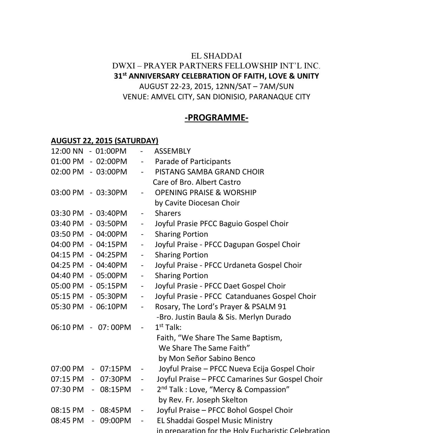 EL SHADDAI 31st Anniversary Celebration Programme .doc(1).docx | DocDroid