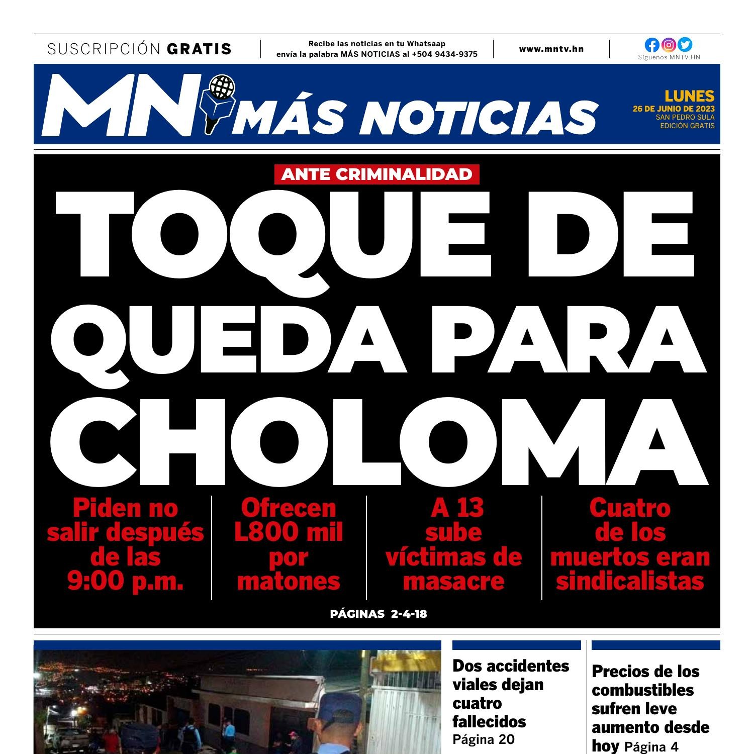 Mas Noticas Edicion Lunes 26 De Junio De 2023pdf Docdroid 3779