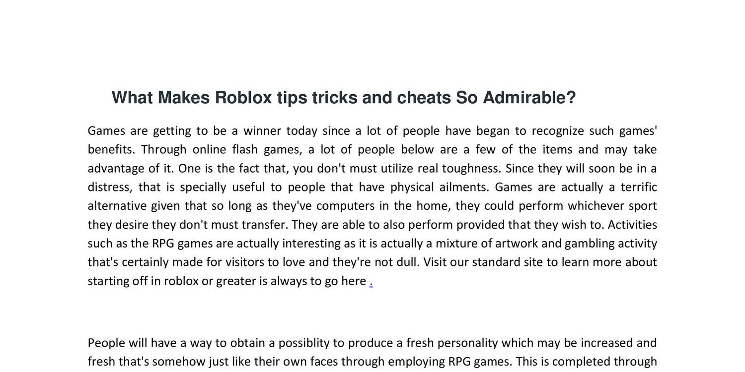 Roblox Tips Tricks And Cheatsdocx Docdroid - 