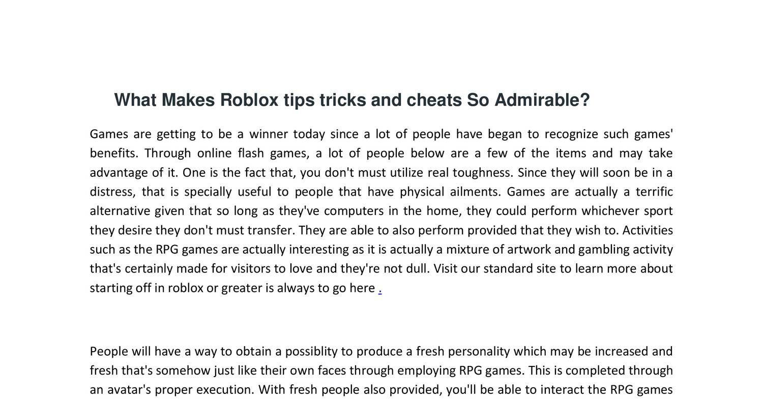 Roblox Tips Tricks And Cheats Docx Docdroid - roblox avatar cheats
